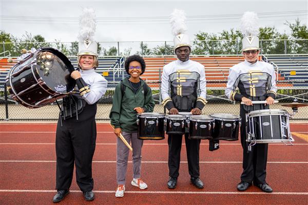 Fairview High marching band members perform